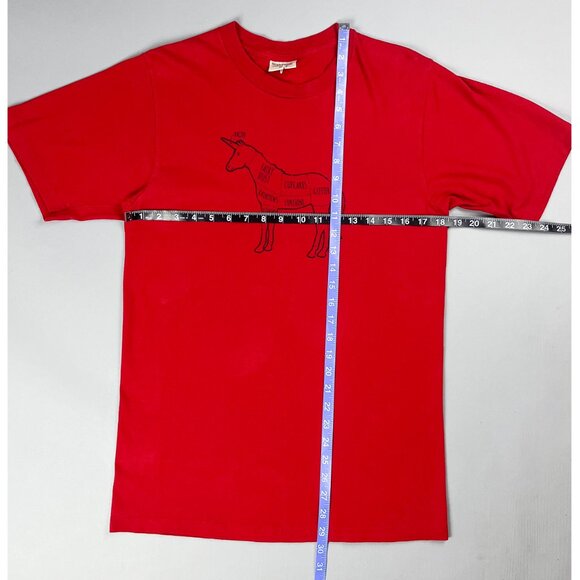 Vintage Graphic T-Shirt | 90's Red T-Shirt with Unicorn Humor | Single Stitch - Picture 6 of 6